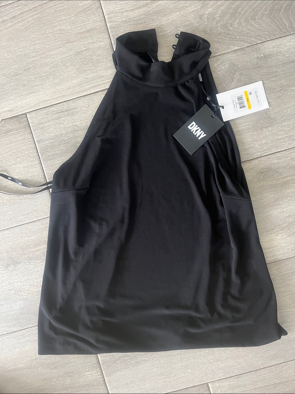 DKNY Black Sleeveless High Neck Shell